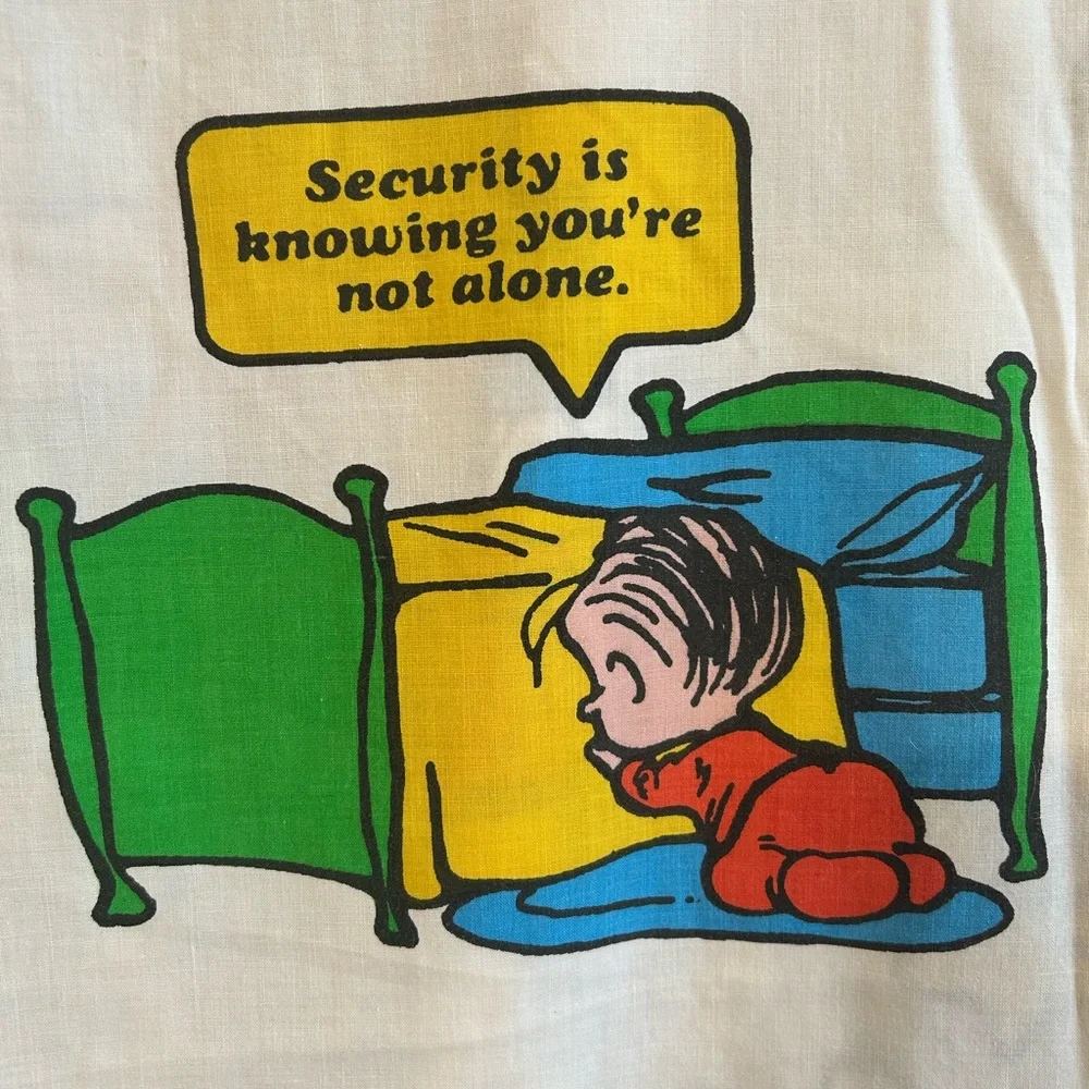 Vintage 1971 JC Penny Peanuts Snoopy “Happiness is” Double Full Fitted Sheet